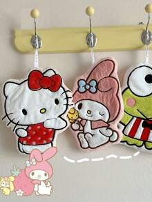 1条Hello Kitty & Kuromi速干手巾 - 柔软珊瑚绒挂巾，饰有可爱卡通图案，为浴室、厨房、卧室增添趣味装饰 - 可爱的卡通家居装饰 - 彩色 - 查看 5