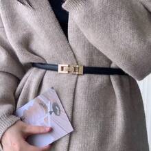 1 件装 可调节银金扣细腰带 适合女士连衣裙和服装 秋季、秋季、万圣节 - 雙口扣 - 查看 3