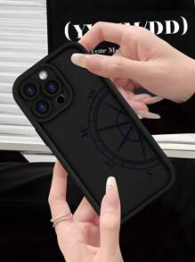 1 pieza Funda de teléfono con estilo de béisbol con bandera americana vintage y patrón de elemento de brújula minimalista, cubierta protectora suave mate negra adecuada para iPhone 16/15/14/13/12/11/Pro/ProMax/X/XR/XS/XSMAX/7/8/PLUS y modelos, gran regalo para mayores, amigos, familia, parejas, cumpleaños, conmemoración