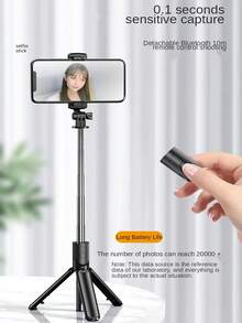 Rotatable Handheld Mini Phone Selfie Stick, Extendable Distance Stabilizer, Portable Desktop Tripod, Multi-Functional Outdoor Photography Tripod With Bluetooth Selfie Shutter - Black - View 5