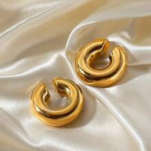 1 Pair Women's Ear Clip Set Retro Style Simple Design No Piercing Daily Matching Ear Clip - Gold - View 3