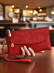 New Women Casual Versatile Handbag, Fashion Simple Commuter Wallet Purse Phone Pouch, Korean Zipper Small Square Bag, Horizontal Middle-Aged Mom Tote Bag For Shopping