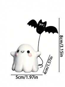 1 pieza Decoración linda de fantasma de Halloween de 3.15 pulgadas, decoración de fantasma con murciélago, adecuado para decoración de Halloween, decoración de mesa, sala de estar, dormitorio, estudio, decoración de habitación, decoración del hogar para festividades
