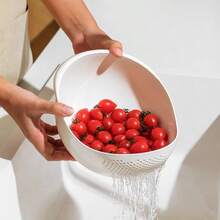 1 cái Dụng cụ vo gạo, rổ lọc, bát nhựa rửa gạo, rổ đựng rau củ quả, phụ kiện nhà bếp, quà tặng dụng cụ nhà bếp không thể thiếu cho đầu bếp tại gia, lưu trữ tiết kiệm không gian cho dụng cụ sắp xếp nhà bếp, ý tưởng quà tặng nhà bếp Giáng sinh - Một cỡ - Xem 4