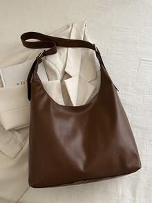 时尚大容量女士单肩包，设计手提包 - 棕色 - 查看 9