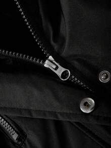 Manteau parka à capuche épais doublé thermique pour femmes grande taille, veste d'hiver pour l'extérieur - Noir - Voir 5