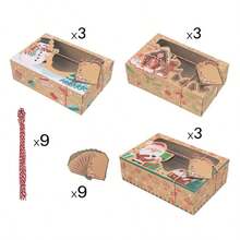 3/6/9/12PCS Christmas Gift Box Set With A PVC Transparent Window, Rectangular Storage Box For Cookies And Candies, Made Of Kraft Paper, Featuring A Gingerbread House Design, Perfect For Holiday Party Favors And Home Decor Storage Christmas Christmas Decorations Christmas Pajamas Christmas Gifts Christmas Decor