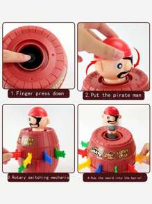 Christmas Decoration 1set Pirate Bucket Children's Toy Interactive Small Board Game Trick Trick Sword Bucket