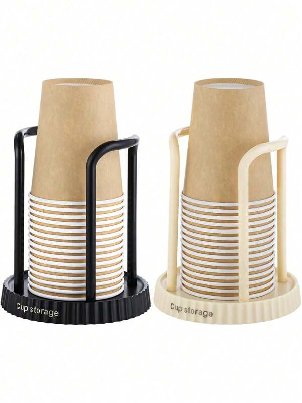 1 pieza (Negro, Beige) Dispensador de vasos de papel de material plástico, Almacenamiento de vasos de papel desechables, Dispensadores de vasos de baño, Organizadores de tazas de café de encimera, Portavasos de enjuague bucal, Sostiene vasos de papel de 5 onzas