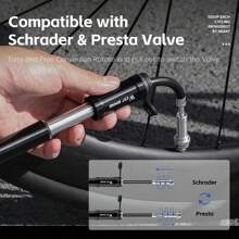 مضخة دراجة صغيرة WEST BIKING 130 رطل/بوصة مربعة، اكسسوارات دراجة صغيرة 1 مضخة هواء يدوية محمولة من سبيكة الألومنيوم خفيفة الوزن وقوية، مناسبة للدراجات الهوائية الخارجية، تنفخ الإطارات بسرعة للدراجات الهوائية الطرقية والجبلية، إلخ. مضخة هواء سيارة