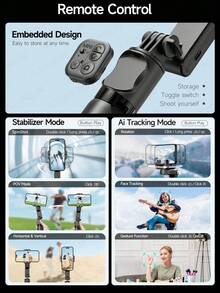 Q19 AI 智能手持云台稳定器 - 自动面部跟踪，可折叠 360° 旋转自拍杆/三脚架带补光灯 - 兼容 Android 和 IOS，用于直播/会议/自拍/摄影/视频 - 黑色 - 查看 6
