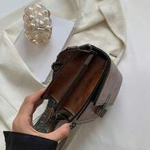 LEATVOOK [Mini Crossbody Bag] Stylish Mini Crossbody Bag, Elegant Square Purse | Adjustable Floral Print Strap,Perfect Christmas Gift. - 棕色 - 查看 3