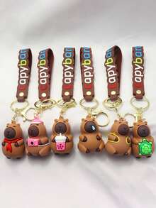 1pc Cute Capybara Plush Keychain, Perfect Gift For Friends, Classmates, Family Members - Multicolor - View 9