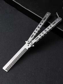 1 Pente Borboleta Dobrável em Aço Inoxidável para Treinamento, Ferramenta de Treinamento Não Afiada, Adequado para Iniciantes e Uso Externo, Escova de Cabelo, Pente, Ferramentas para Cabelo, Produtos e Acessórios para Cabelo para Salão de Beleza, Volta às Aulas, Itens Essenciais para Viagens e Férias, Acessórios de Cabelo Femininos, Escovas, Escova de Cabelo, Escova para Cachos, Conjunto de Escovas de Cabelo, Escova, Barbearia, Equipamentos de Cabeleireiro, Penteado, Cabeleireiro, Escova de Cabelo, Conjunto de Escovas de Cabelo, Pente para Cabelo, Pente para Cachos, Escova Desembaraçadora, Escova de Cabelo Feminina, Acessórios de Barbearia, Salão de Beleza, Equipamentos de Cabeleireiro