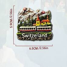 1 pieza Imán de nevera con Hito de Suiza, Chocolate suizo 3D de resina, Tren alpino y Chalé de montaña, Recuerdo de Berna, Decoración de hogar y oficina, Regalo