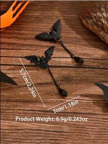 A Halloween Black Bat Gothic Punk Earring With Personalized Fashion - Black - View 4