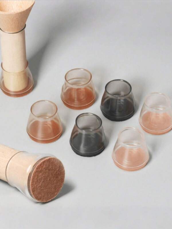 Felt Furniture Leg Pads, Non-Slip Noise Reduction Chair Leg Covers, Table Leg Sleeves, Chair Leg Protectors For Hardwood Floors - Feather Down Silicone Cap, Non-Slip, Sound Absorbing, Transparent Round Large Size, Durable Furniture Leg Covers For Home And Office, Furniture Leg Protectors, Smooth Surface Protection, Sturdy Structure (Random Color And Style)