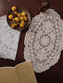 1/4/6 pièces Napperons en dentelle brodée française, style minimaliste vintage pour la cuisine, la table à manger, les tasses, les bols, les assiettes. Convient pour les mariages, les hôtels, les fêtes et les dîners à la maison - Multicolore - Voir 5