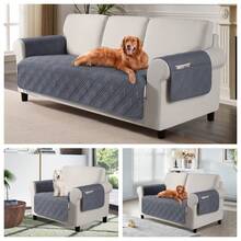 1PC Waterproof Sofa Cover With Side Pocket, Non-Slip Washable Couch Protector, Anti-Scratch Pet Couch Cover For Dogs/Cats, Suitable For 1/2/3 Seater Living Room Dark Grey - 深灰色 - 查看 11