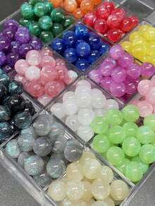 50 件梦幻春夏银河闪光圆形树脂珠，DIY 手链首饰制作用品