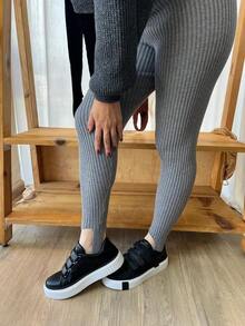 Women's Turim Modal Ribbed Trousers With Knit Foot Winter Comfortable Leggings - Baby Pink - View 3