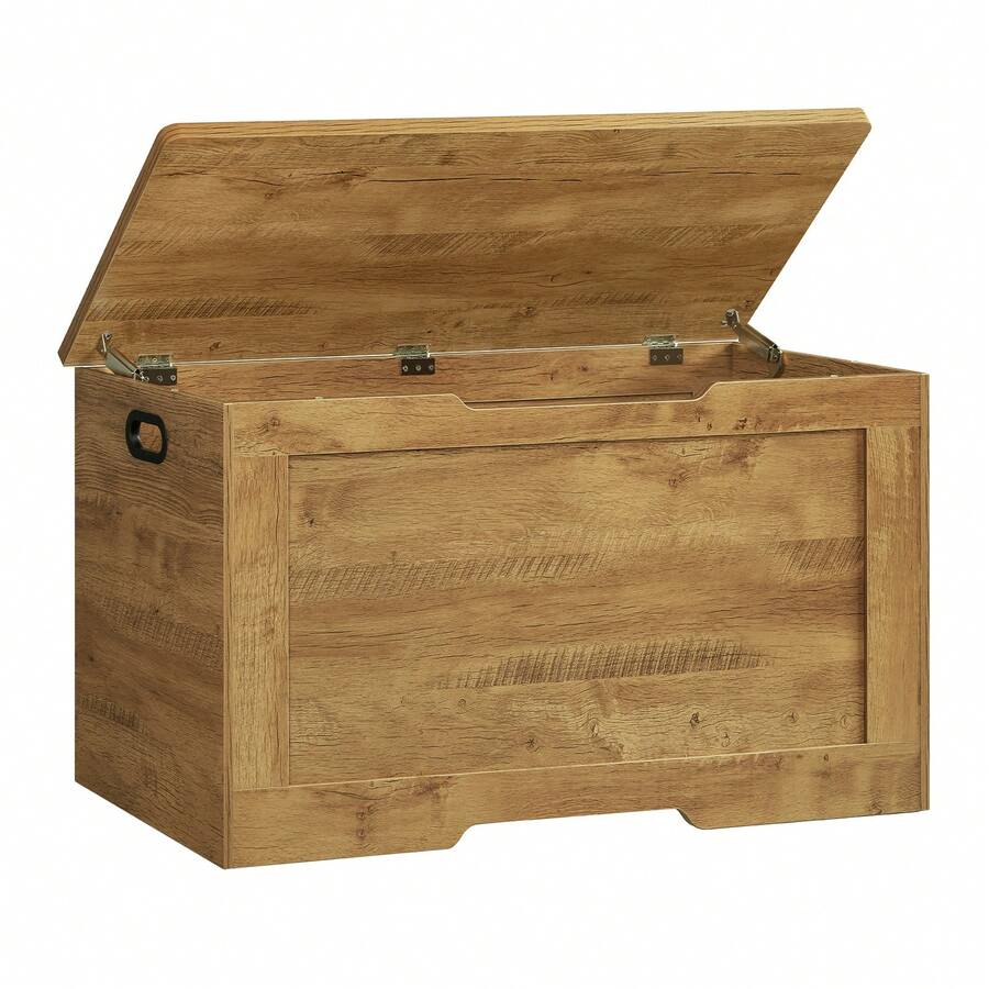 29.5"/39.4"L Storage Chest, Storage Trunk, Wooden Storage Box With Safety Hinge And Gel Bumpers, Lift Top Storage Bench, Shoe Bench, Supports 220 Lb, For Living Room, Bedroom, Entryway - nâu mật ong - Xem 1