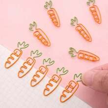 10 Creative Colorful Fruits, Cartoon Shaped Paper Clips With Two Tone Carrots, Cute Metal Shaped Paper Clips, Back To School Season