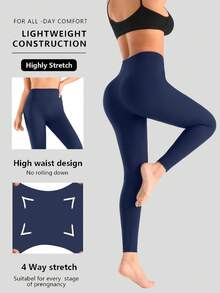 3 Confezioni - Leggings a vita alta per donna, ultra morbidi, elastici, opachi, snellenti, leggings da yoga, taglia unica e taglie forti - Multicolore - Visualizzare 3