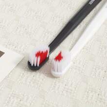 2/4/10pcs - Soft Hair Wide-Head Couple Toothbrush, Gentle Care For The Mouth, Meets Couple's Style Recognition And Care Needs - Black and White - View 2