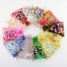 50 Pcs Moon Star Drawstring Organza Bags, Jewelry Gift Bags, Gold Star Organza Bags, Christmas Halloween Wedding Decorations, Gift Bags, Holiday Decorations - Multicolor - View 3