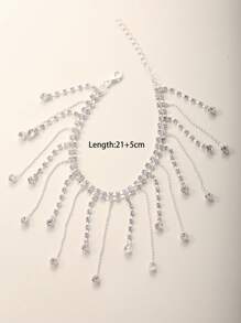 1PC Fashion Summer Beach Artificial Crystal Tassel Anklet For Women, Suitable For Beach, Party, Vacation