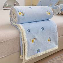 1pc Heart & Rabbit Pattern Baby Blanket, Soft & Comfortable Coral Fleece Newborn Swaddle Wrap - Multicolor - View 4