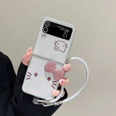 Cute Cartoon Bow Kitty Cat Foldable Phone Case For Samsung Galaxy Z Flip3 5GGalaxy Z Flip 4 5GGalaxy Z Flip 5 5GGalaxy Z Flip 6 5GGalaxy Z Flip 7