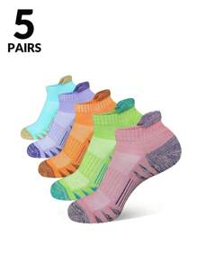 10/5 双女士袜子，运动踝袜，适合所有季节，女士跑步压缩袜，舒适柔软带扣袜