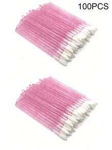 100pcs/50pcs/25pcs Professional Lip And Eyelash Brushes - High-Quality Disposable, Sparkling Crystal Lashes, Ultra-Fine Micro Brushes For Precise Eyelash Extension Applicator And Gentle Makeup Cleaner - Beauty Makeup Tools