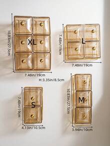 1 Set Transparent/Gray/Brown Square Plate Set, Snack Nut Candy Storage Dish, Luxury Holiday Festive Food Serving Plate Set - Amber - View 14