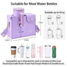 Water Bottle Holder, Water Bottle Carrier Bag, Outdoor Portable Crossbody Water Cup Storage Bag, Water Cup Carrier, Tumbler Cup Holder Purse - 紫色 - 查看 2
