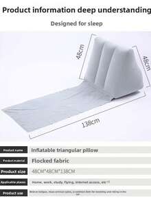 休闲三角枕，超轻充气露营旅行枕-PVC天鹅绒充气小睡枕，户外露营徒步充气枕，可压缩、紧凑、舒适、符合人体工程学的充气枕，可在露营、徒步旅行和背包旅行时支撑颈部和腰部，是度假和户外活动的绝佳礼物