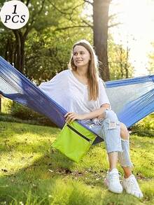 1 Piece Summer Ice Hammock - Double Wide With Storage Bag, Portable Anti-Rolling Design, Breathable Mesh For Outdoor Camping, Traveling And Relaxing - Vivid Blue For Outdoor Recreation | Vivid Blue Hammock - 紫色 - 查看 3