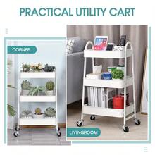 Carrello a 3 ripiani, organizer multifunzionale con ruote, ripiani mobili, maniglie, ruote bloccabili, per soggiorno, bagno, cucina, ufficio. - Bianco - Visualizzare 6