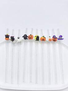 1-10 buc/set paie reutilizabile din sticlă cu elemente de Halloween: dovleci, pisici și pălării de vrăjitoare, ideale pentru băuturi înfricoșătoare și petreceri de Halloween, cum ar fi băuturi cu gheață, ceai de după-amiază, milkshake-uri, smoothie-uri, apă minerală carbogazoasă, ceai cu lapte, sucuri și alte băuturi reci. Petreceri pe plajă, picnicuri în aer liber, magazine de deserturi, snack baruri, articole pentru petreceri, reuniuni de familie, petreceri pentru copii, Crăciun, Halloween, Ziua Îndrăgostiților, fără plumb și festive, cadou perfect de sărbători.