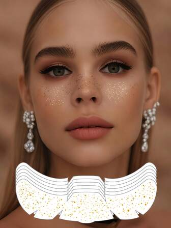 6 Sheets Glitter Freckles Flash Tattoos Gold Freckles Temporary Face Tattoos Sparkle Freckles Waterproof Body Face Glitter Makeup For Festival Concerts Holiday Party Rave Accessories