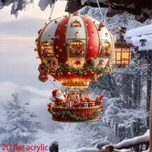 1pc 2d Flat Acrylic Bohemian Style Santa Claus And Hot Air Balloon Pattern Home Decoration Hanging Decoration - Christmas Themed Decoration Hanging Decoration For Homes And Offices, Holiday Decoration For Christmas, Easter, Thanksgiving, St. Patrick's Day - No Electricity Required Christmas Decorations Room Decor