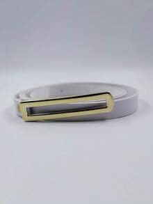 Women's Thin Belt Long Rectangular Buckle Elegant Premium - trắng - Xem 2