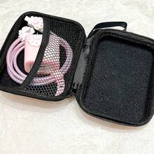 Cute Cat Paw Design Cable Organizer Pouch, Portable Carrying Case For 20W Fast Charging Cable, Earphones, Compatible With Apple Phone - Pink - View 4