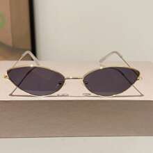1 Pair Cat Eye Small Frame Ocean Lens Fashion Fashion Glasses, Metal Versatile For Street Style, Runway, Party, Best Gift Cat Eye Shape Shades