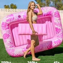 SLOOSH Inflatable Tanning Pool Lounger Float, 85" X 57" Extra Large Pool Floats Adult With Pillow, 4 In 1 Suntan Tub Raft Floatie,Sunbathing Bed Lounge Blow Up Ball Pit Party Gifts, XL-Hot Pink - Multicolor - View 10