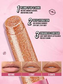 MISSLYN-Juicy Baby丰盈唇彩，不粘腻滋养唇部精华，葡萄籽油润唇膏，夏日活力丰盈唇釉，液体唇膏，红色唇膏，液体唇膏，纯素，无动物实验 - #03 SHIMMER NUDE - 查看 4