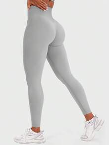 VOYJOY Women Seamless Workout Leggings Gym High Waist Yoga Pants - màu xám nhạt - Xem 1