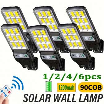 1/2/4/6/8 st 90COB soldrivna lampor, utomhus IP65 vattentät, 3 ljuslägen, 1200mAh litiumjonbatteri, rörelsesensor, lämplig för trädgård, vägg, gård, gångväg säkerhetsbelysning, dekorativ present till Halloween/jul/Thanksgiving, rum/hem/utomhus/vägg/trädgårdsdekor - uppgraderad version av 2025 108COB-modellen